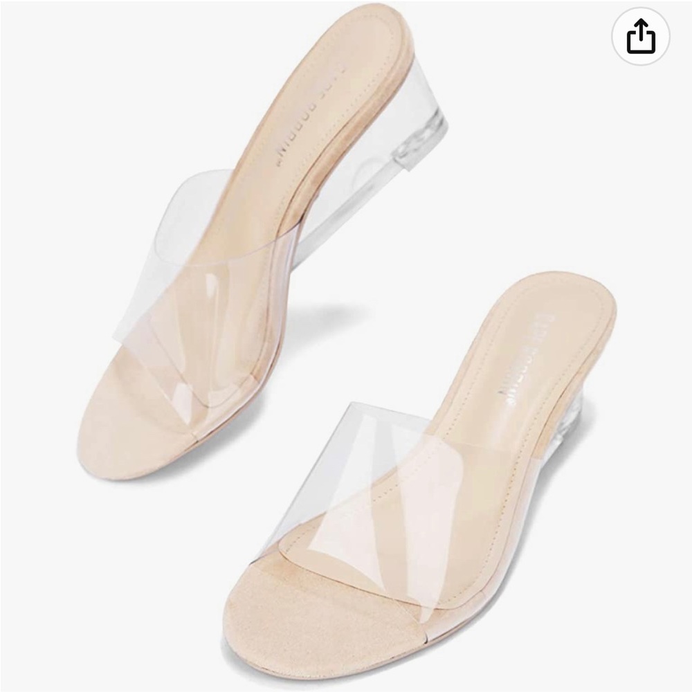 Cape Robbin Uchee Clear Chunky Block Low Wedge Heels for Women size 7.5